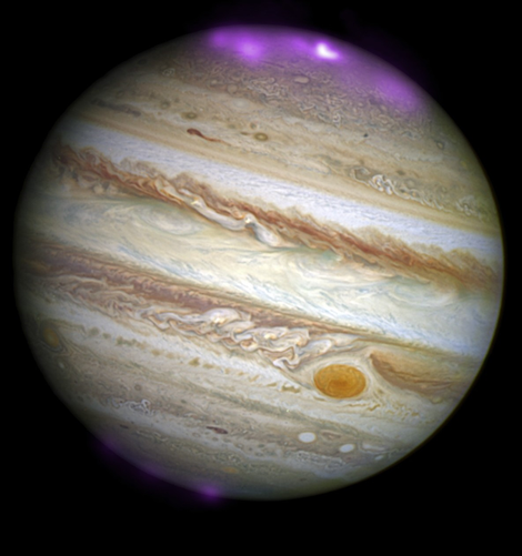 Jupiterâs aurorae. (Image: Joseph DePasquale, Smithsonian Astrophysical Observatory Chandra X-ray Center)